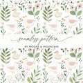 Cute Ducks with Floral Seamless Pattern Digital Design