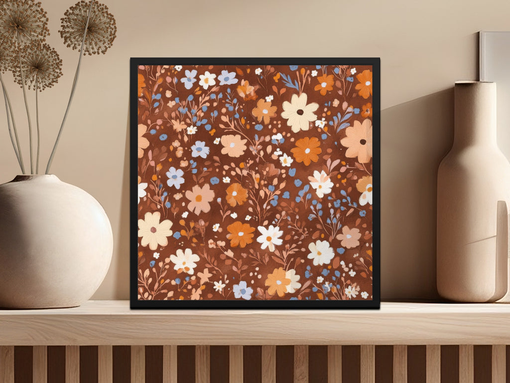 Rustic Floral Pattern with Warm Tones Wall Art Decor