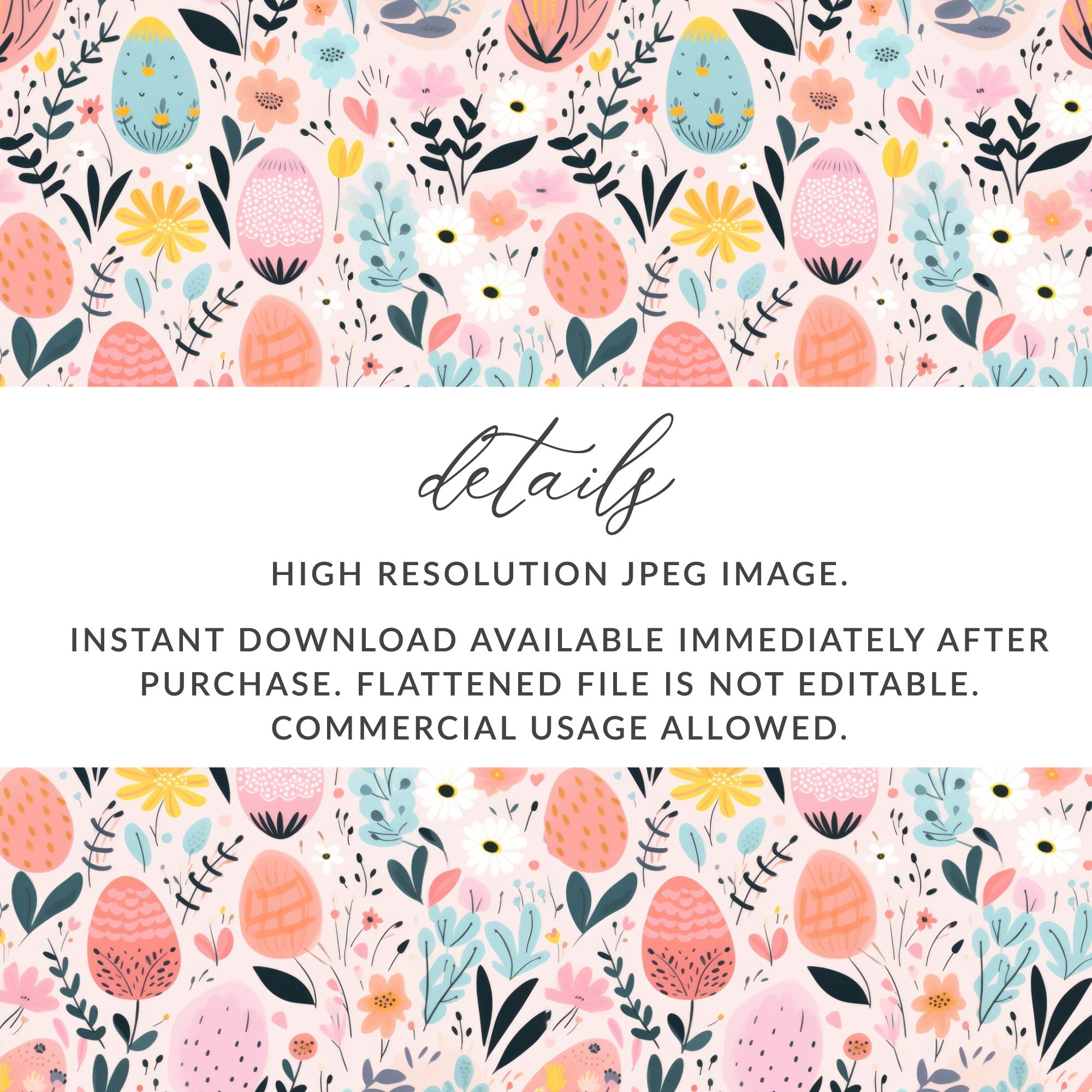 Easter Egg Floral Digital Paper, Spring Seamless Pattern, Pastel Flower Print, Scrapbook Paper Pack, Fabric Design, Digital Download - Moore and Mountain