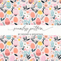 Easter Egg Floral Digital Paper, Spring Seamless Pattern, Pastel Flower Print, Scrapbook Paper Pack, Fabric Design, Digital Download - Moore and Mountain