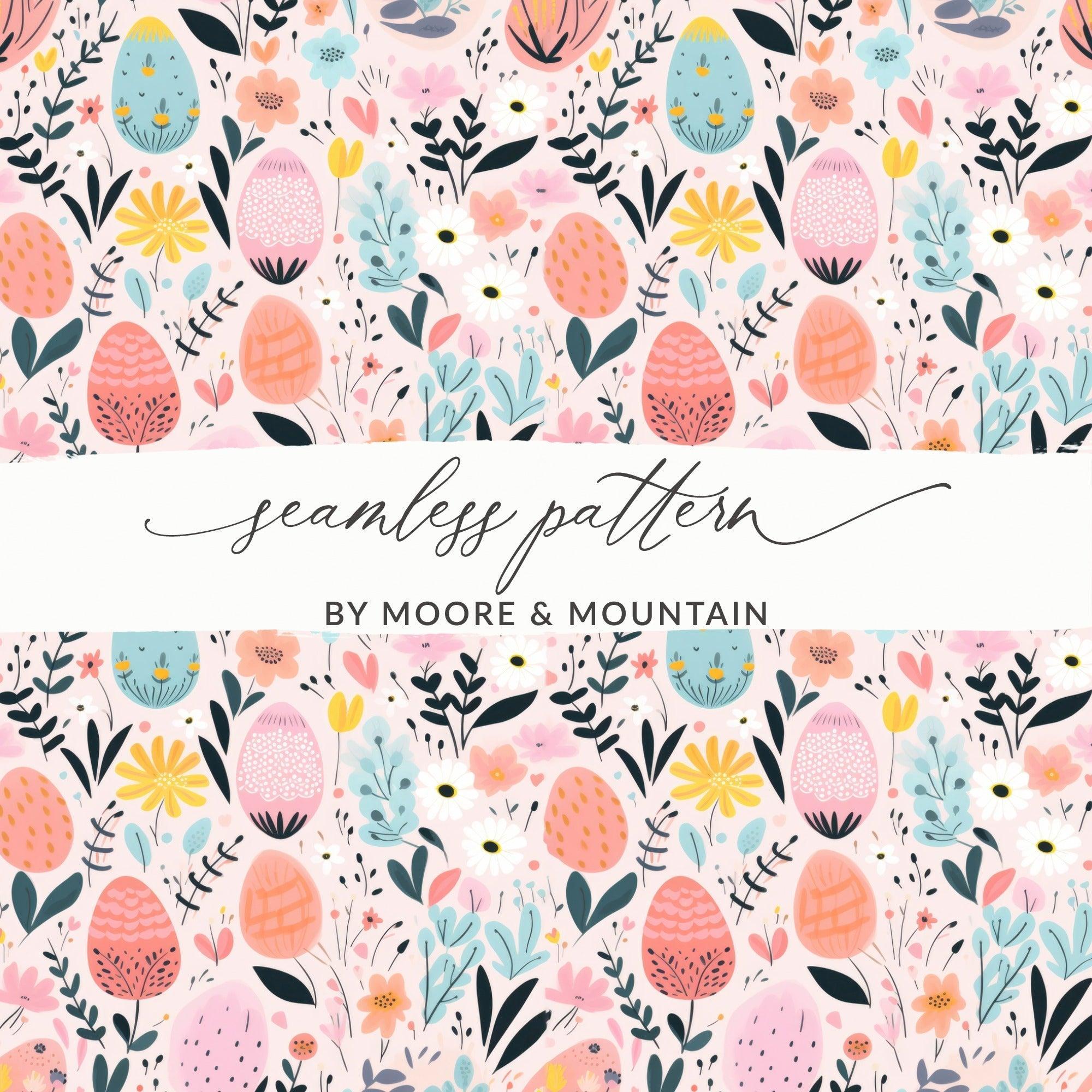 Easter Egg Floral Digital Paper, Spring Seamless Pattern, Pastel Flower Print, Scrapbook Paper Pack, Fabric Design, Digital Download - Moore and Mountain