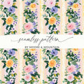 Easter Floral Digital Paper, Roses Seamless Pattern, Flower Digital Download, Fabric Design, Light Spring Flower Stripes Floral Striped - Moore and Mountain
