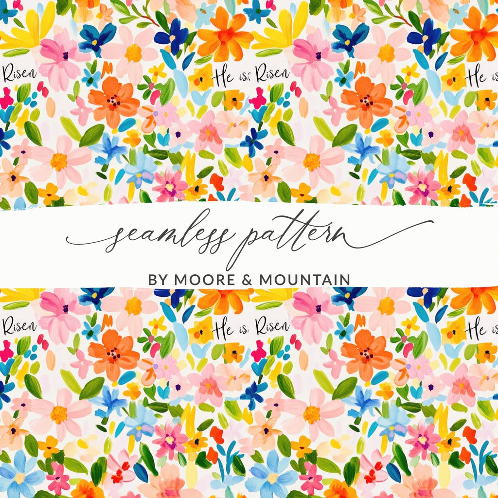Easter Floral He is Risen Pattern Delicate Springtime Design Seamless Pattern - Moore and Mountain