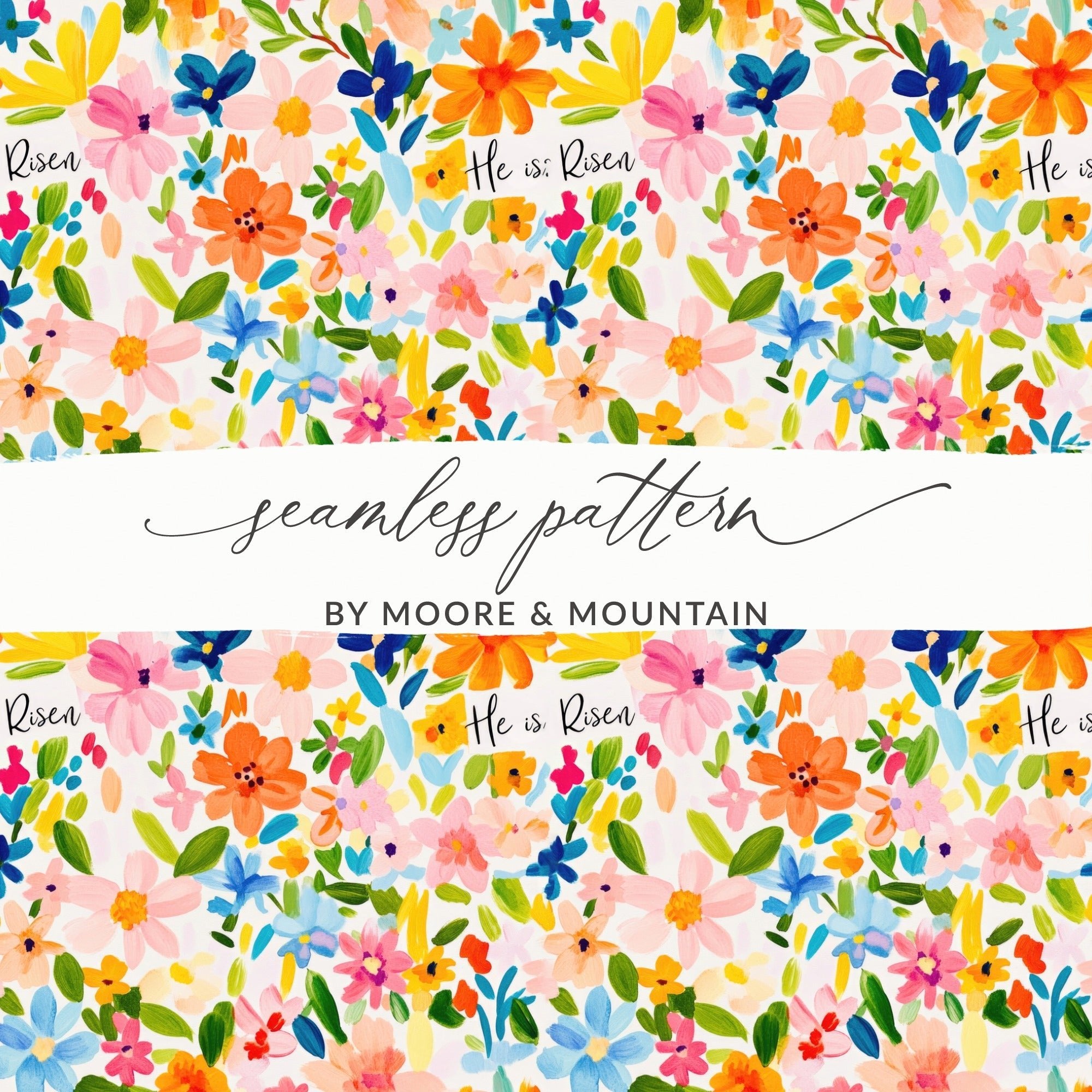 Easter Floral He is Risen Pattern Delicate Springtime Design Seamless Pattern - Moore and Mountain