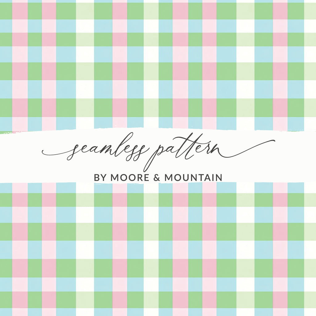 Pastel Pink Blue Green Seamless Plaid Pattern Design