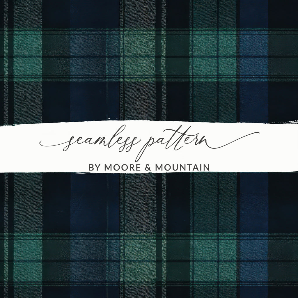 Elegant Black and Green Tartan Seamless Pattern Design Digital - Moore and Mountain
