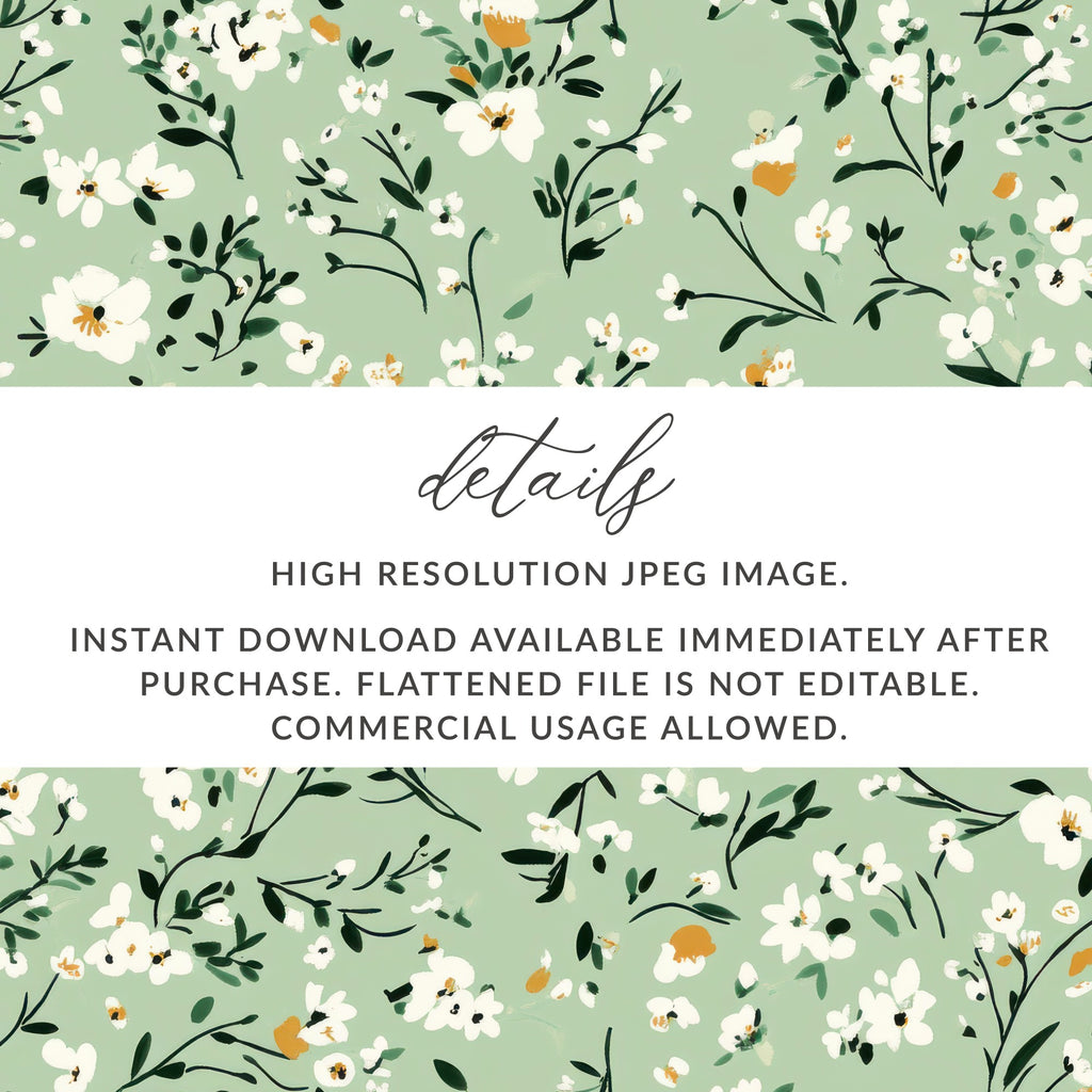 Floral Green Instant Download High Resolution JPEG Image