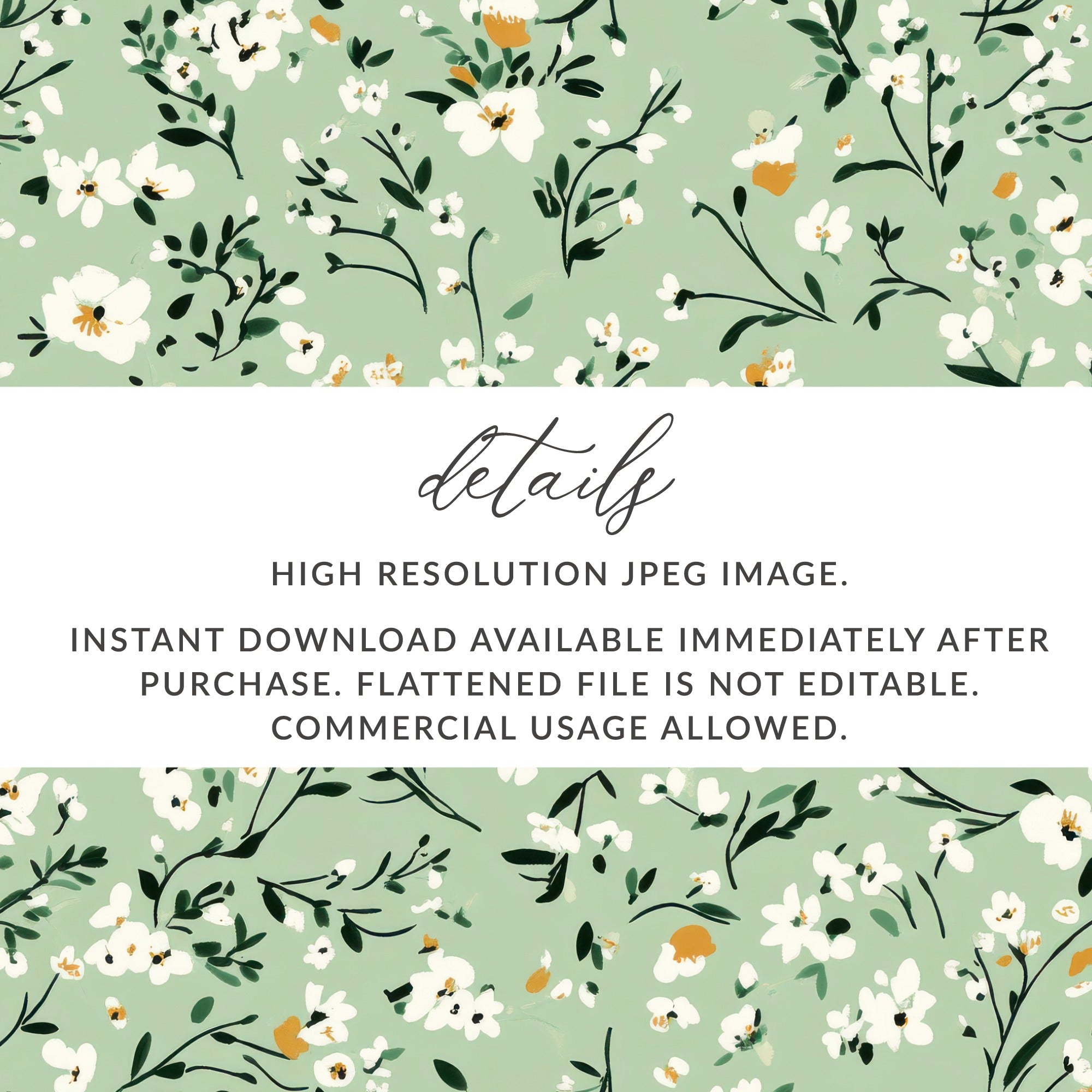Floral Green Instant Download High Resolution JPEG Image