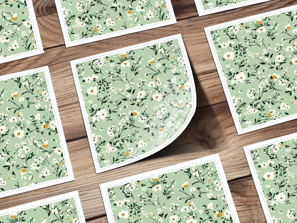 Vintage Floral Pattern on Green Background Product