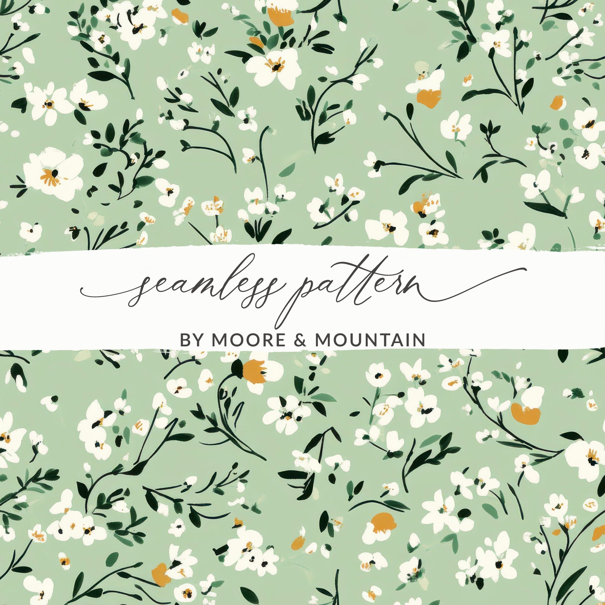 Green Floral Seamless Pattern by Moore & Mountain