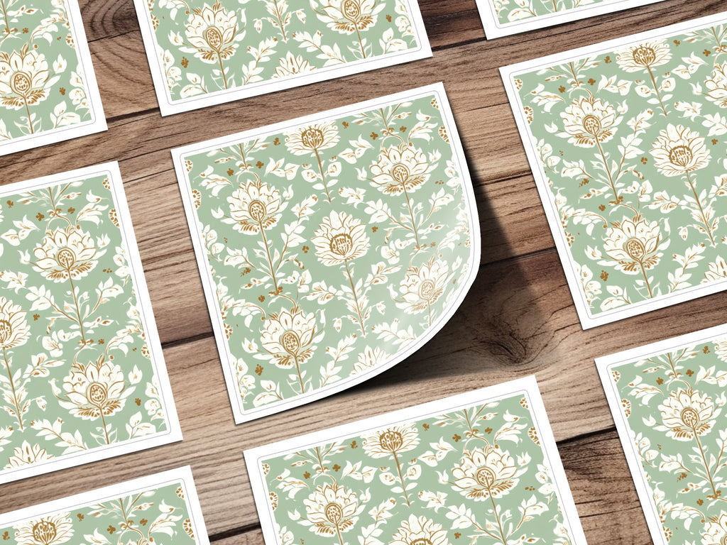 Elegant Floral Arrangement Indian Motif Pattern Repeat Sage Green Vintage Floral - Moore and Mountain