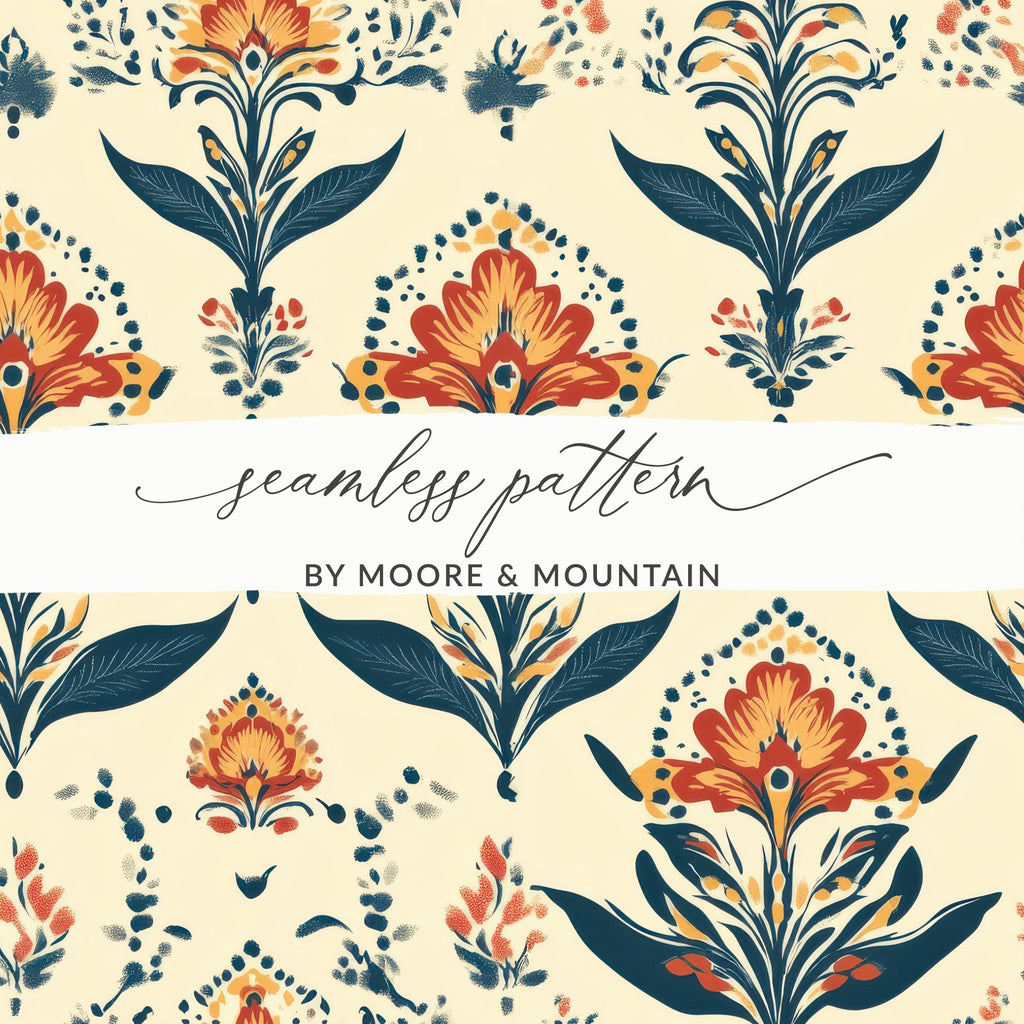 Elegant Floral Arrangement for a Seamless Indian Pattern - Moore and Mountain