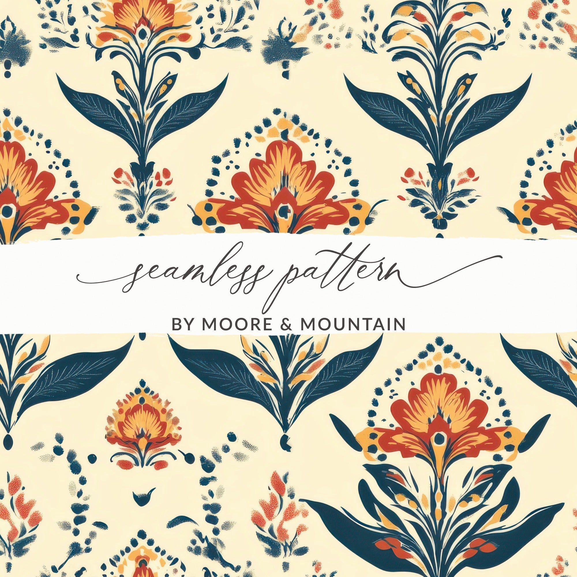 Elegant Floral Arrangement for a Seamless Indian Pattern - Moore and Mountain
