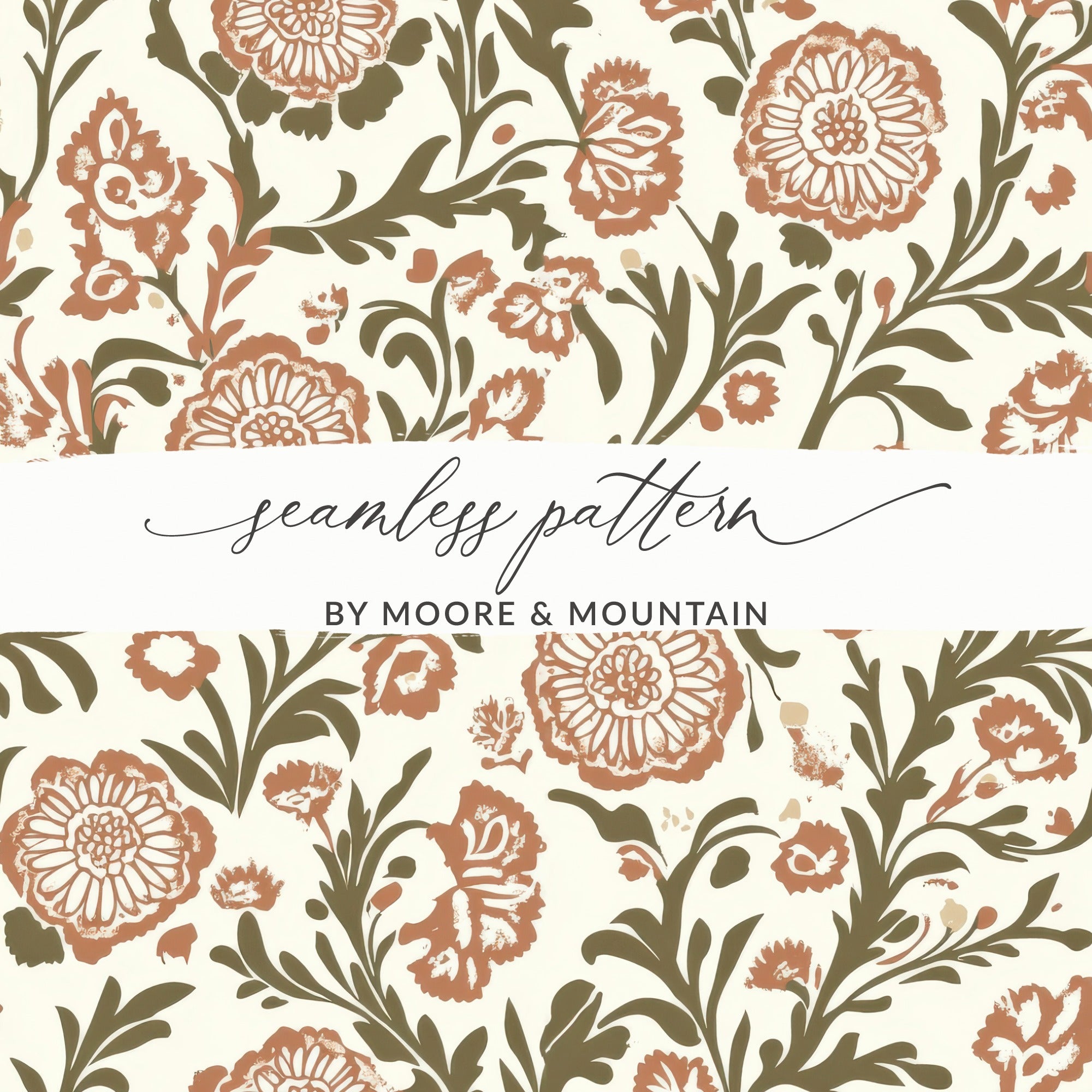 Elegant Floral Arrangement with Indian Motif Kalamkari - Moore and Mountain