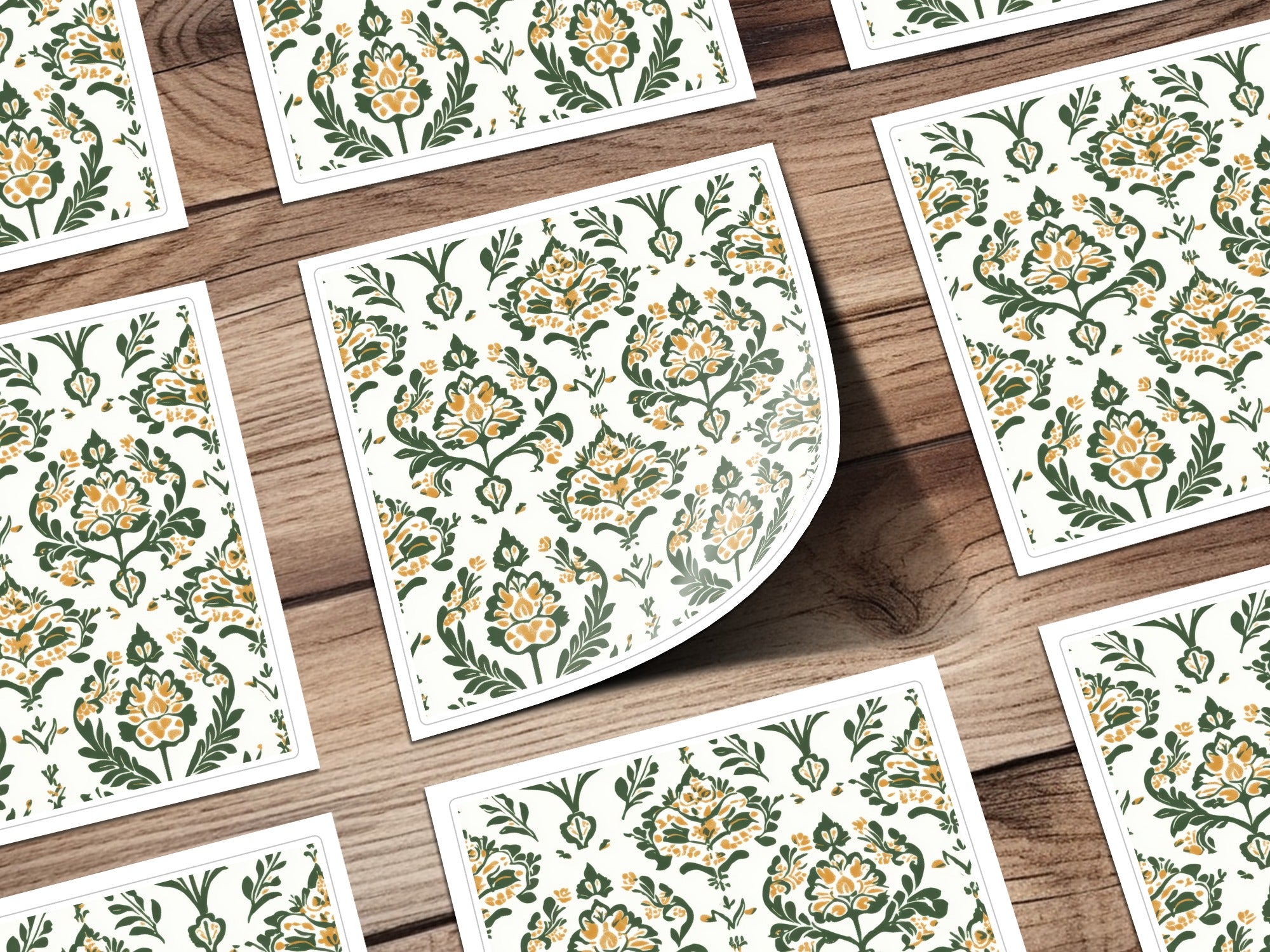 Elegant Floral Green and Mustard Seamless Pattern Design - Moore and Mountain