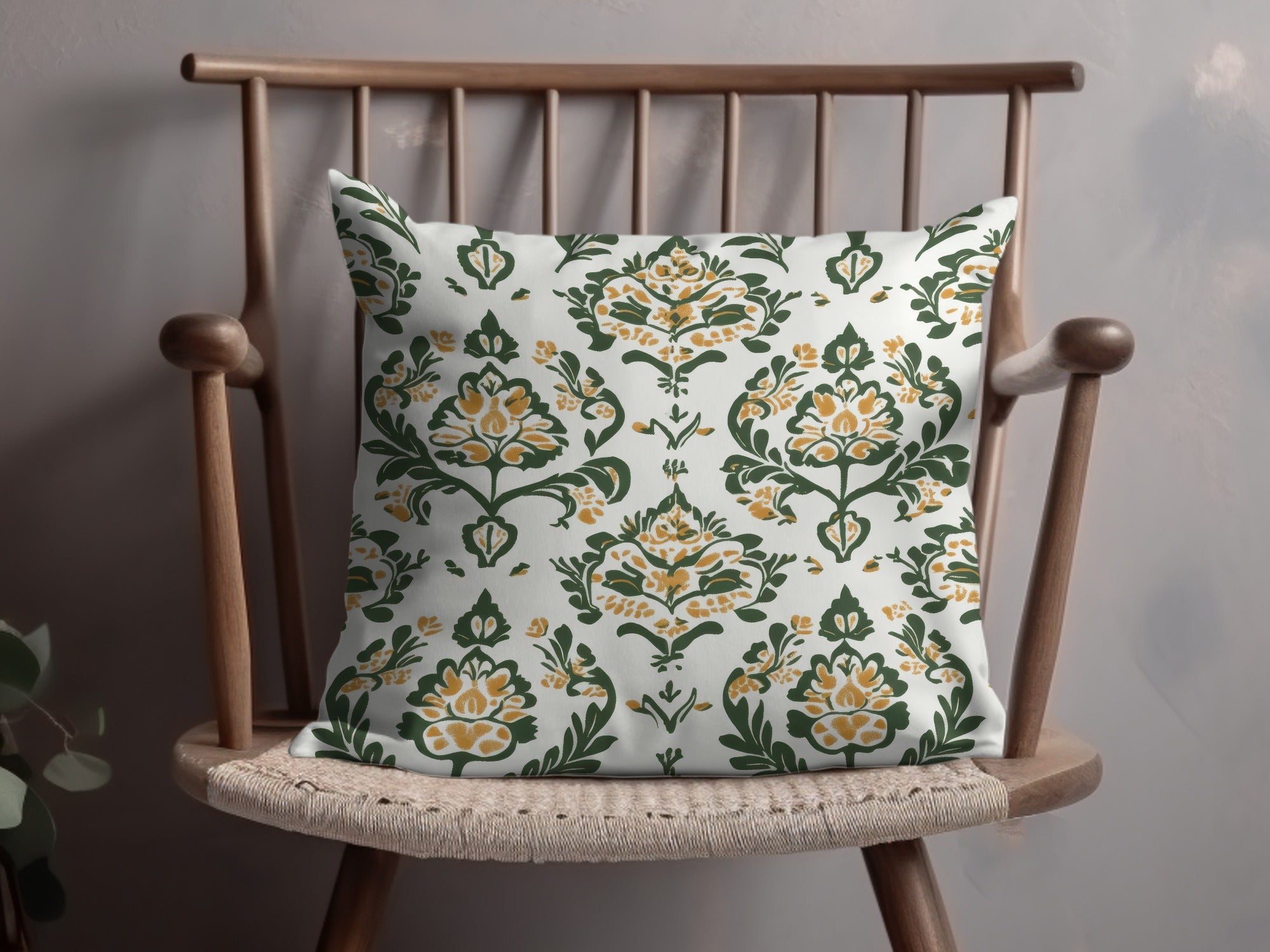 Elegant Floral Green and Mustard Seamless Pattern Design - Moore and Mountain