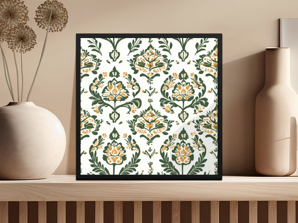 Elegant Floral Green and Mustard Seamless Pattern Design - Moore and Mountain