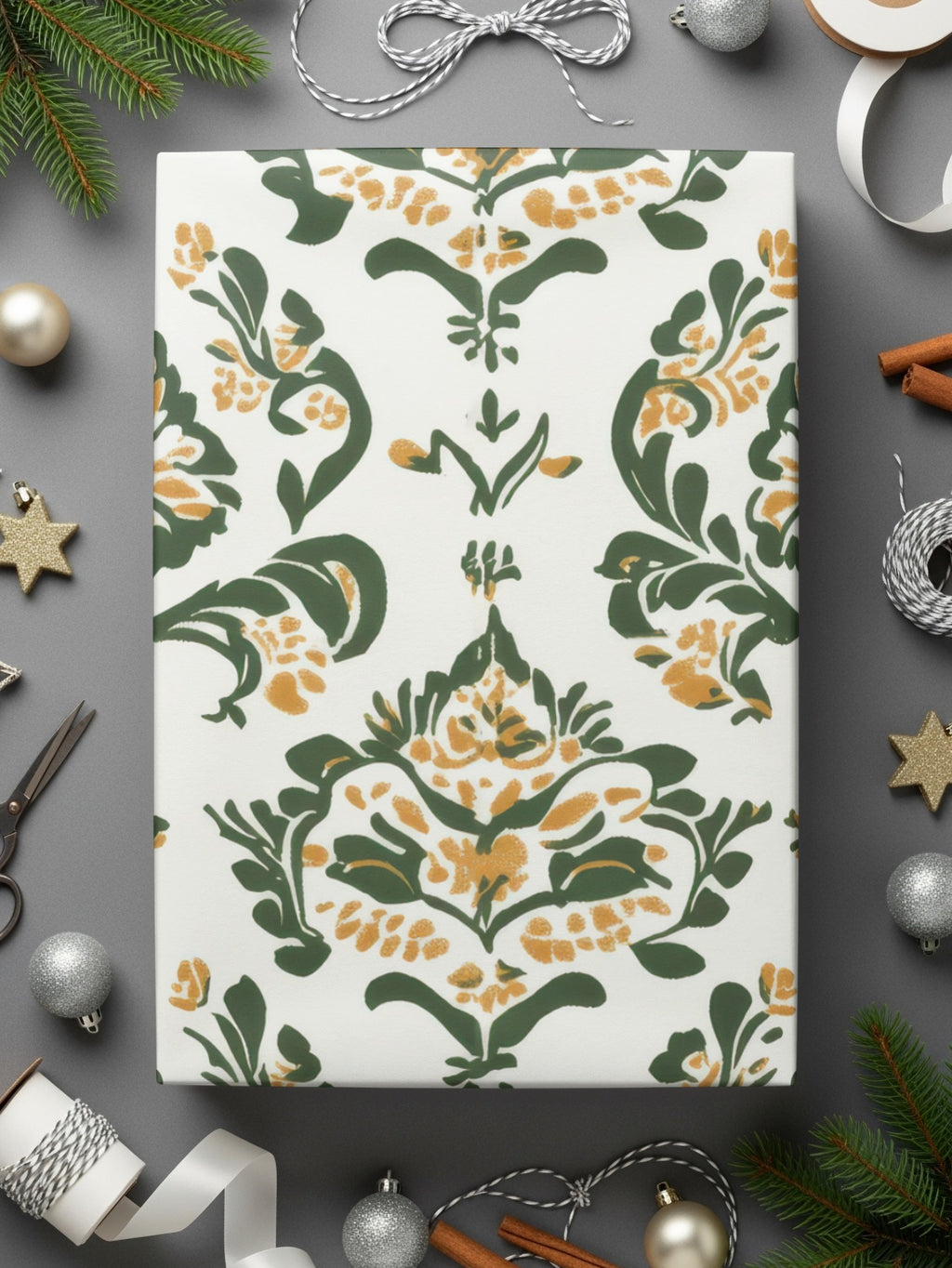 Elegant Floral Green and Mustard Seamless Pattern Design - Moore and Mountain