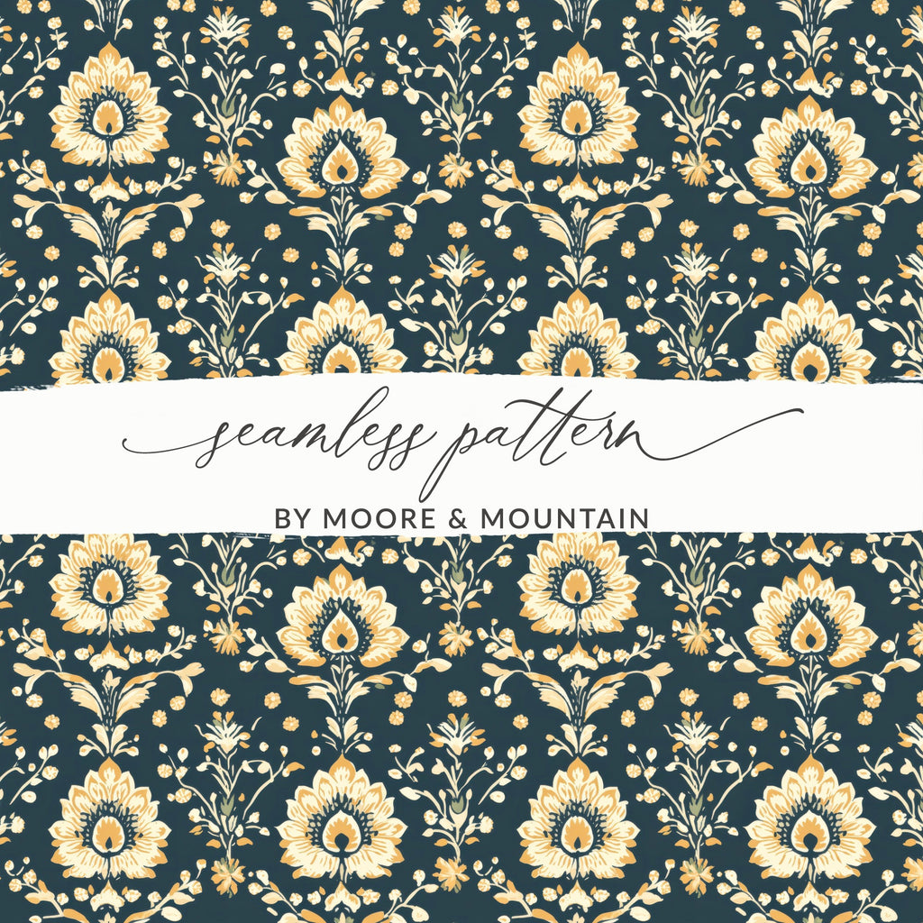 Elegant Floral Indian Motif Design Pattern Seamless - Moore and Mountain
