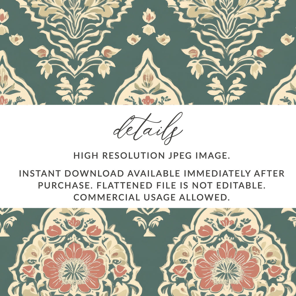 Elegant Floral Ornament Indian Motif Seamless Pattern Geometric - Moore and Mountain