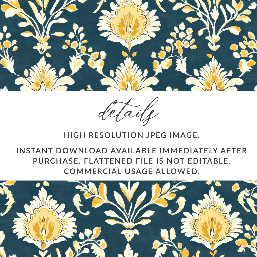 Elegant Floral Pattern with Dark Blue Ground Seamless Pattern - Moore and Mountain