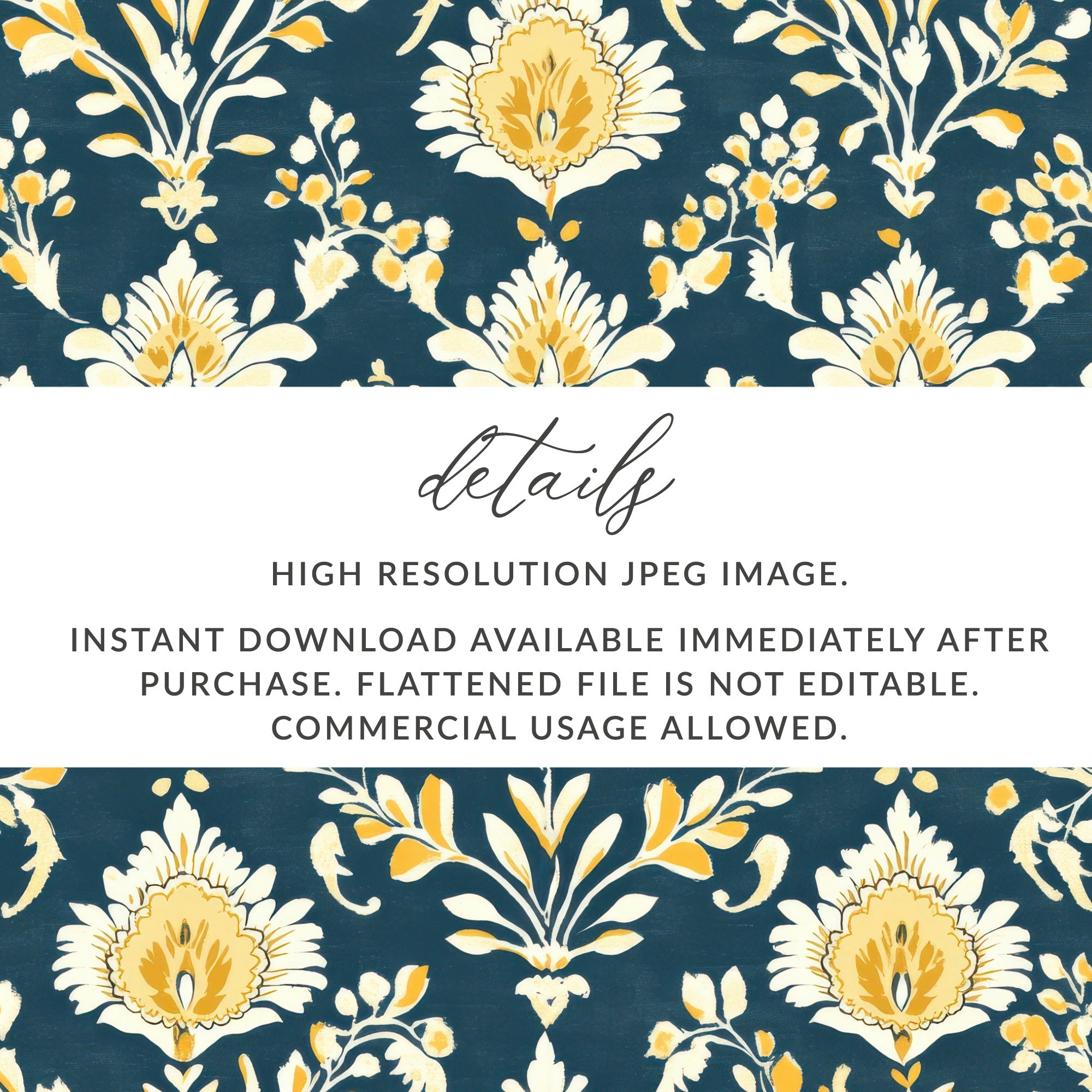 Elegant Floral Pattern with Dark Blue Ground Seamless Pattern - Moore and Mountain