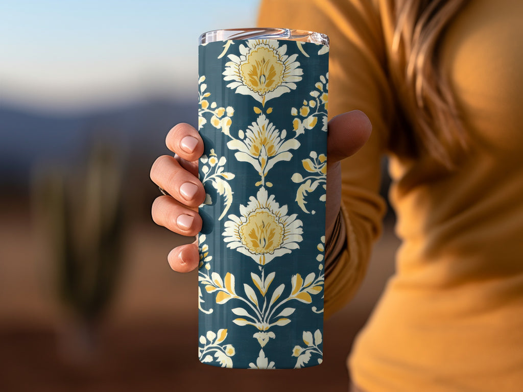 Elegant Floral Pattern with Dark Blue Ground Seamless Pattern - Moore and Mountain