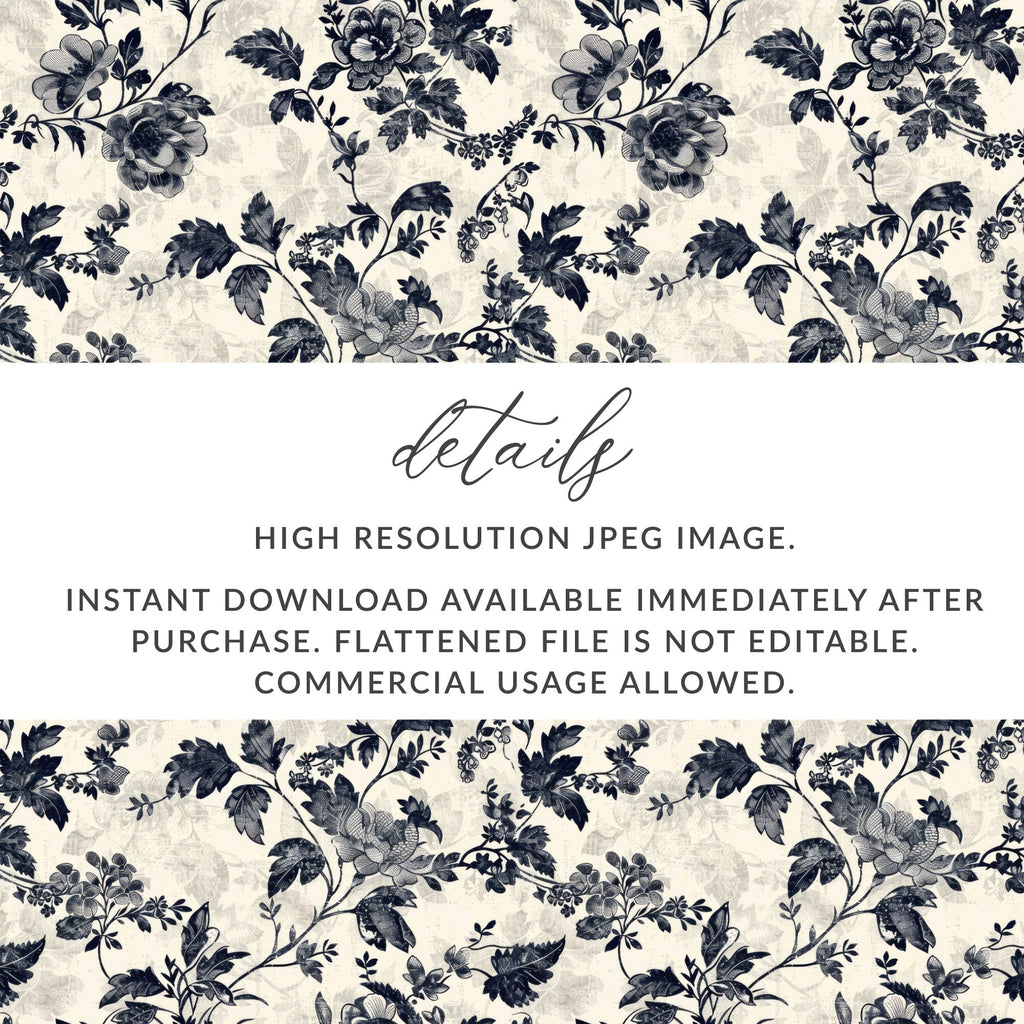 Elegant Floral Pattern with Vines and Leaves Digital Chinoiserie - Moore and Mountain
