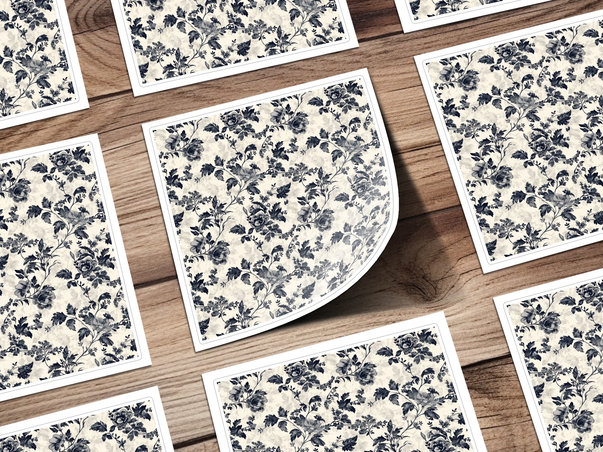 Elegant Floral Pattern with Vines and Leaves Digital Chinoiserie - Moore and Mountain