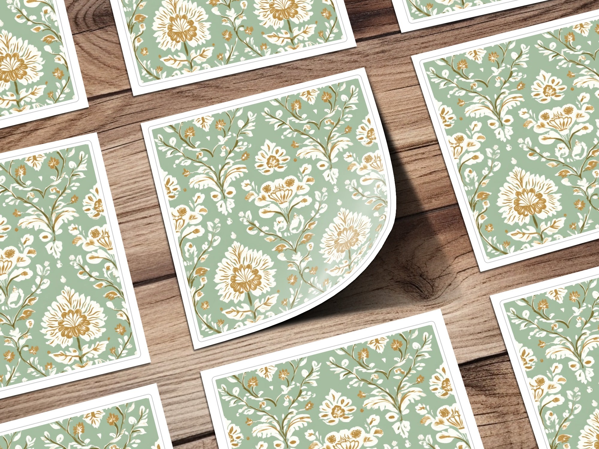 Elegant Floral Repeat Green Field Seamless Pattern Digital Art Nouveau - Moore and Mountain