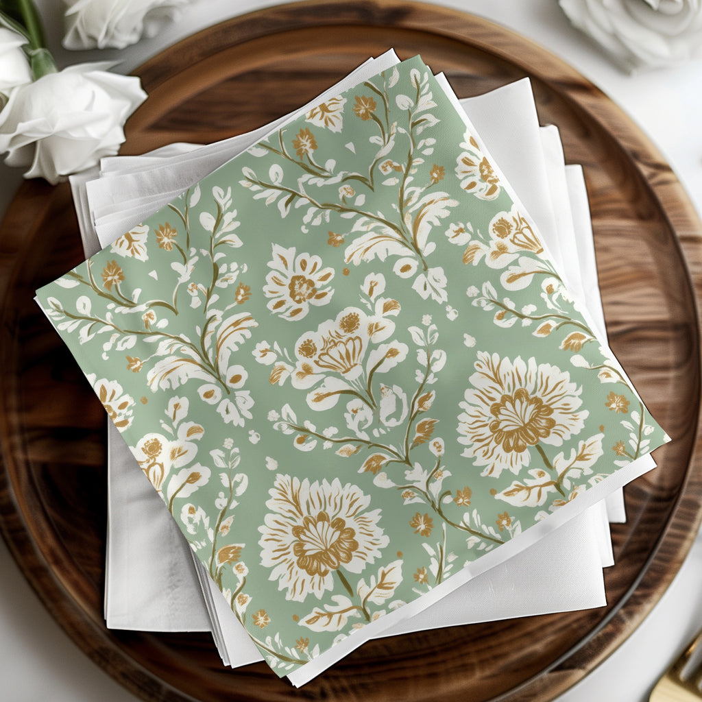 Elegant Floral Repeat Green Field Seamless Pattern Digital Art Nouveau - Moore and Mountain