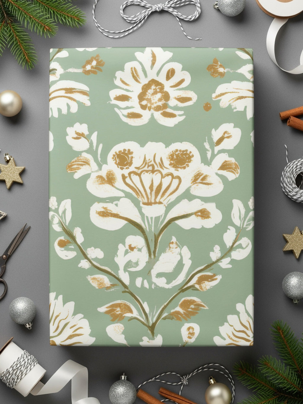 Elegant Floral Repeat Green Field Seamless Pattern Digital Art Nouveau - Moore and Mountain
