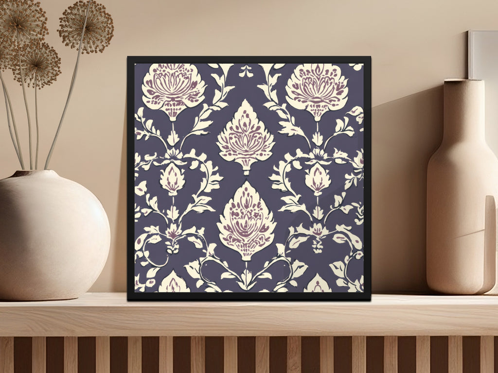 Elegant Floral Seamless Indian Pattern Dark Blue Design - Moore and Mountain