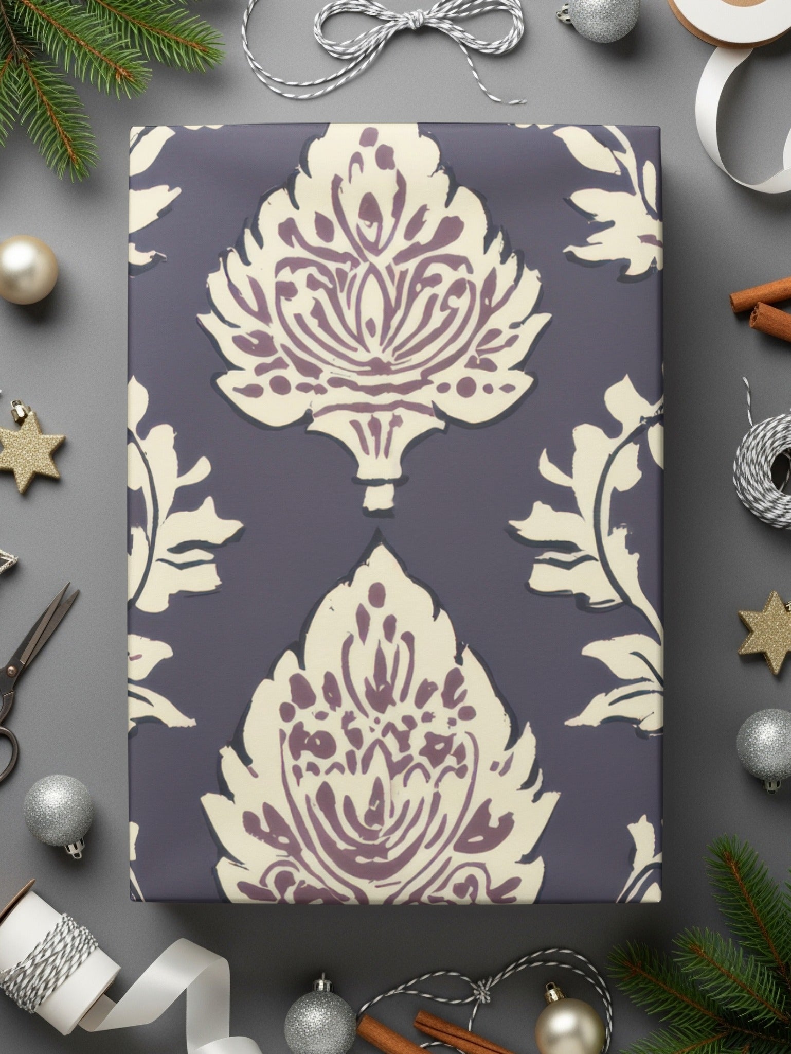 Elegant Floral Seamless Indian Pattern Dark Blue Design - Moore and Mountain
