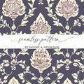 Elegant Floral Seamless Indian Pattern Dark Blue Design - Moore and Mountain