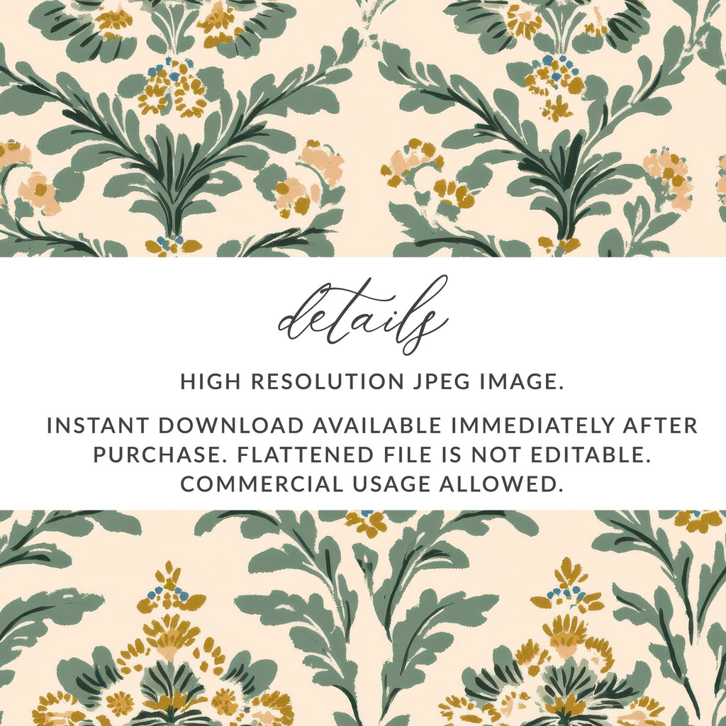 Elegant Floral Seamless Pattern with Greenery and Blooms Digital - Moore and Mountain