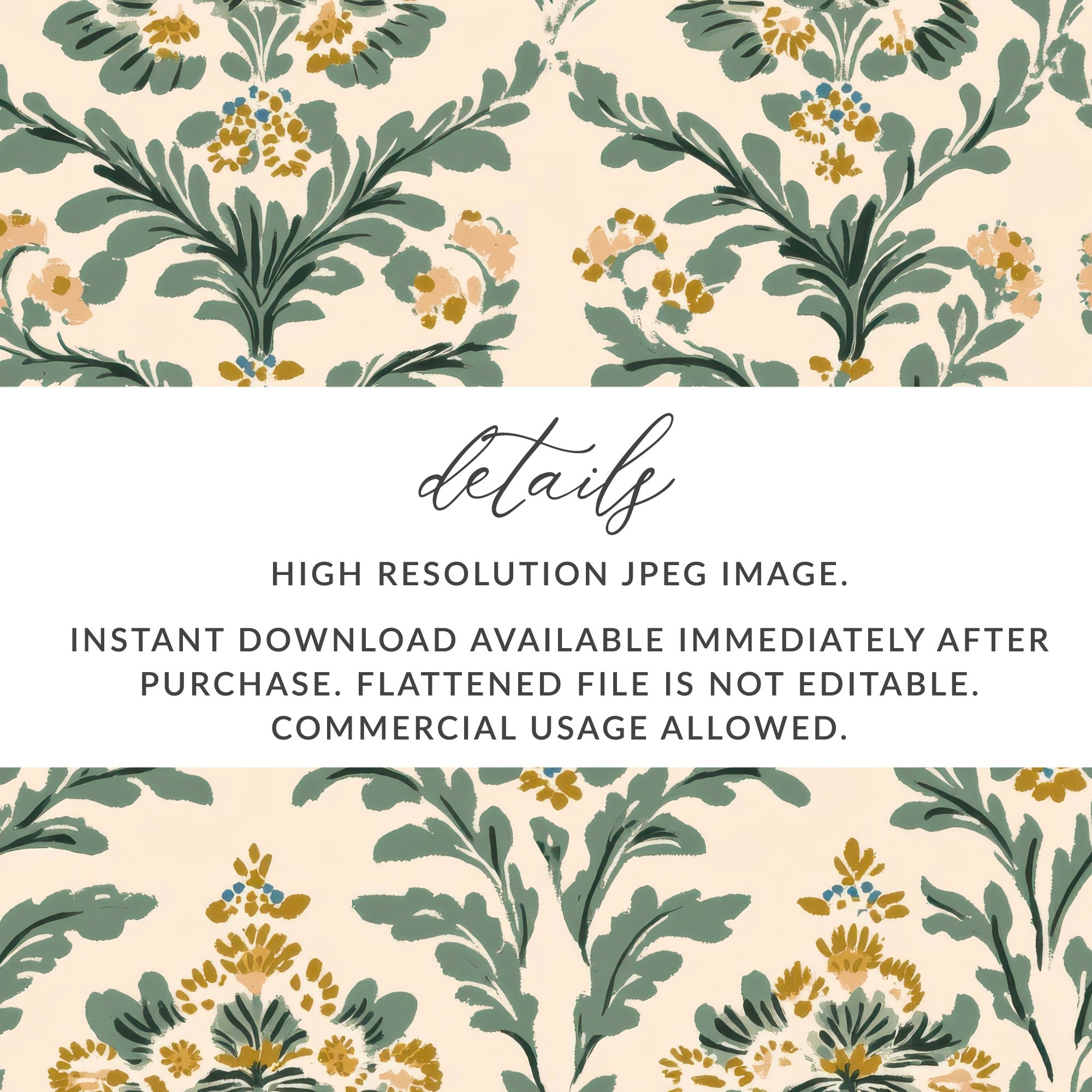 Elegant Floral Seamless Pattern with Greenery and Blooms Digital - Moore and Mountain