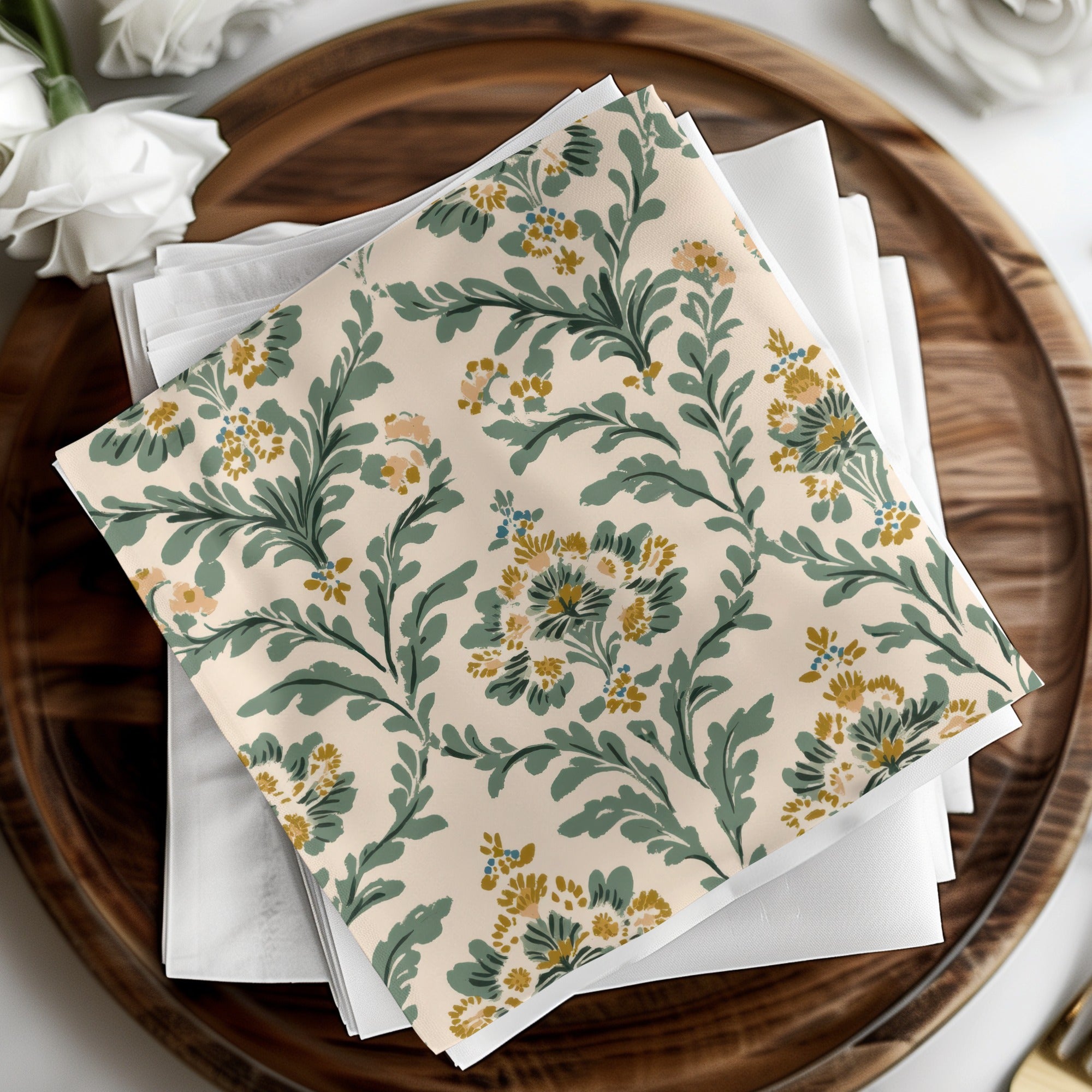 Elegant Floral Seamless Pattern with Greenery and Blooms Digital - Moore and Mountain