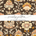 Elegant Indian Motif Design Seamless Pattern with Flowers Dark Brown Chintz - Moore and Mountain