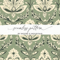 Elegant Kalamkari Art Inspired Seamless Indian Pattern Sage Green Motif - Moore and Mountain