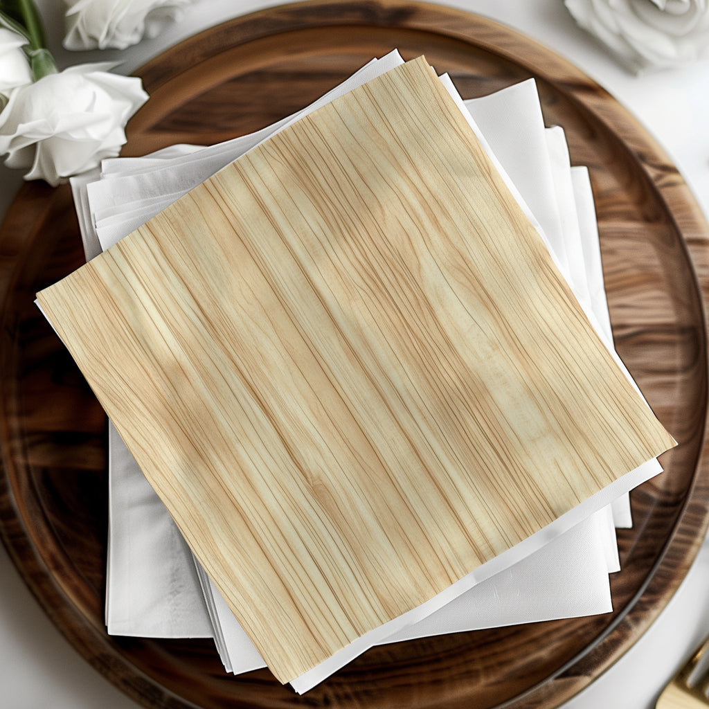 Elegant Wooden Texture Paper Napkin Set for Special Events