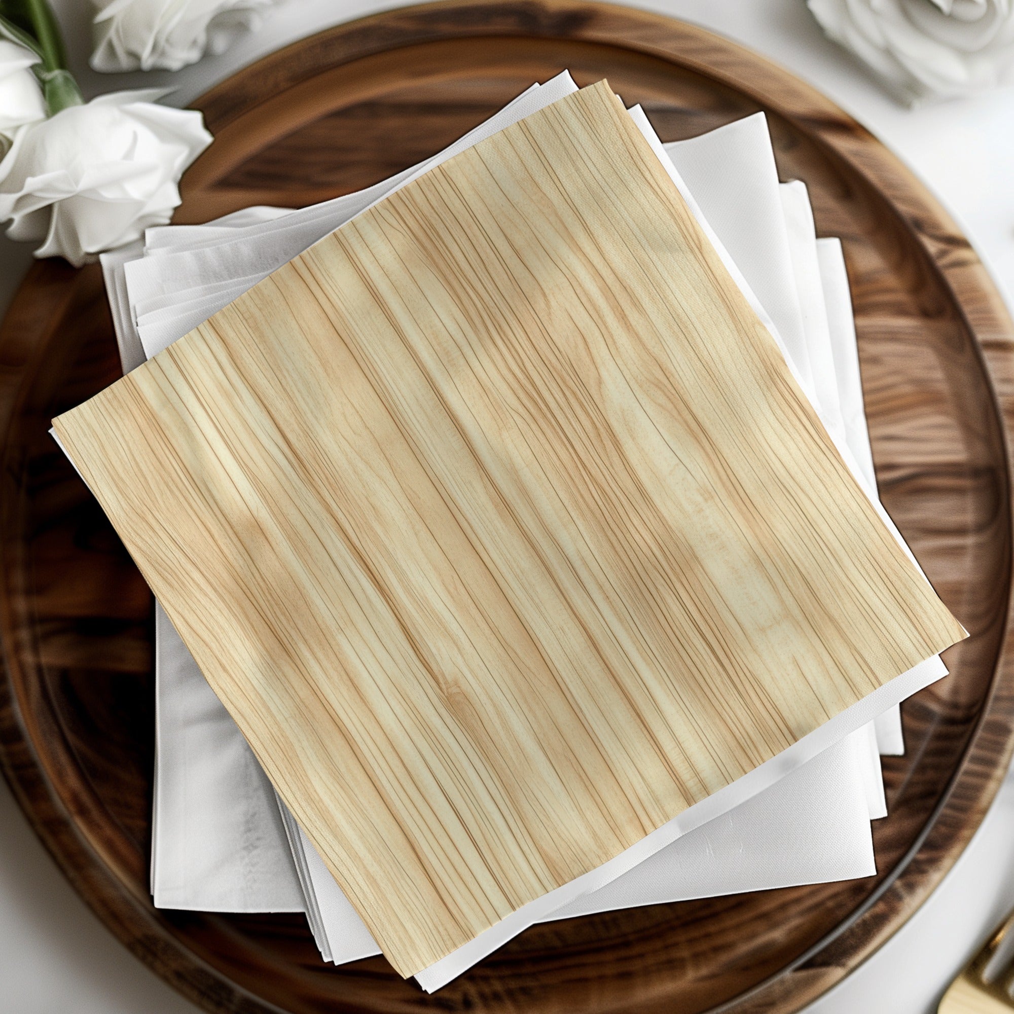 Elegant Wooden Texture Paper Napkin Set for Special Events