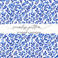 Elegant Navy Blue Botanical Leaves All Over Pattern Digital - Moore and Mountain