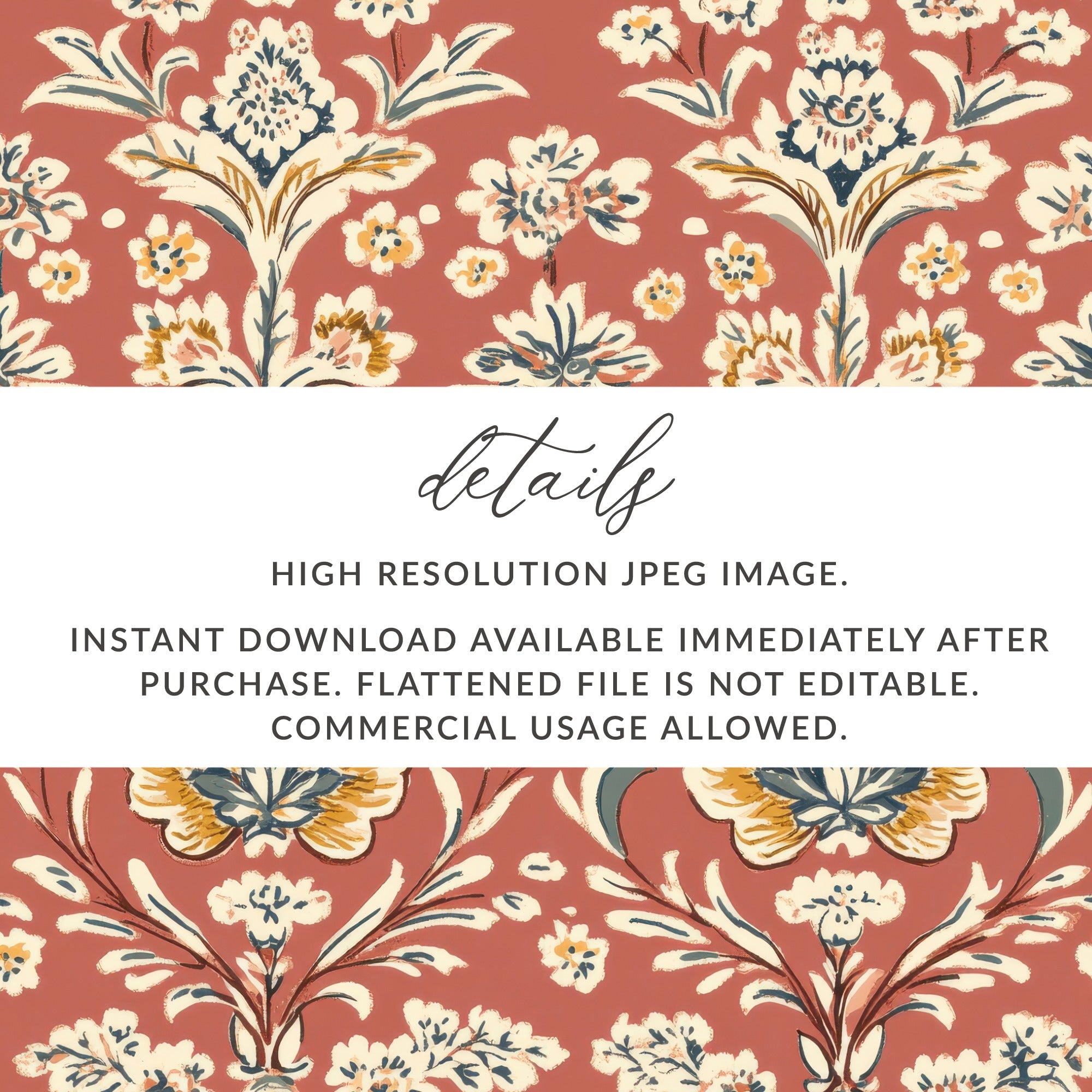 Elegant Red Indian Motif on Terracotta Background Seamless Pattern - Moore and Mountain