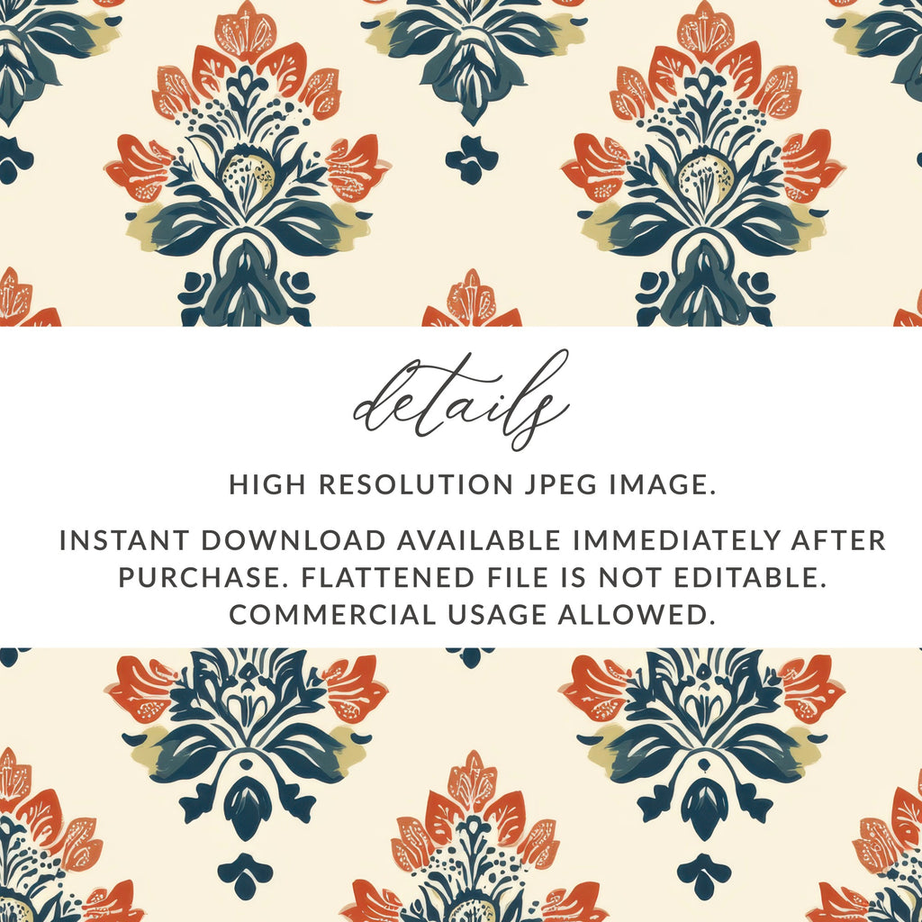 Elegant Seamless Indian Pattern Floral Design Digital Geometric - Moore and Mountain