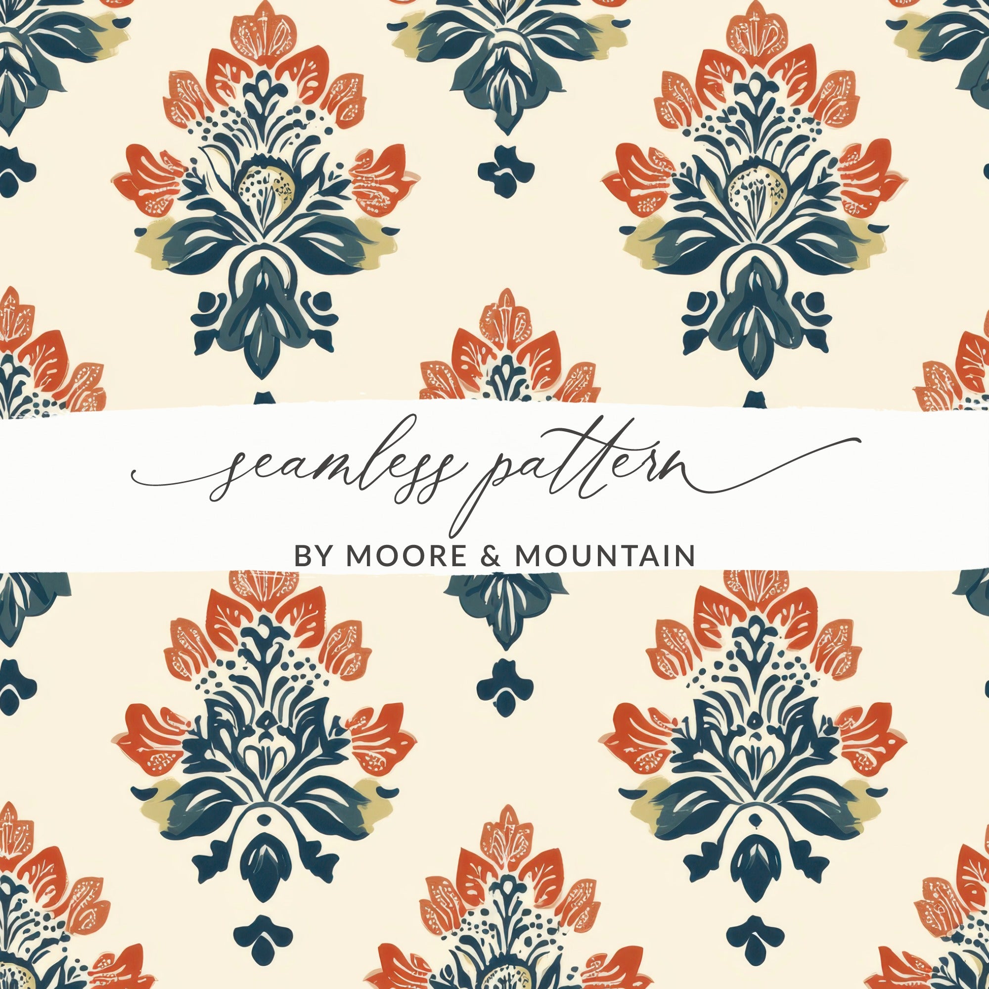 Elegant Seamless Indian Pattern Floral Design Digital Geometric - Moore and Mountain
