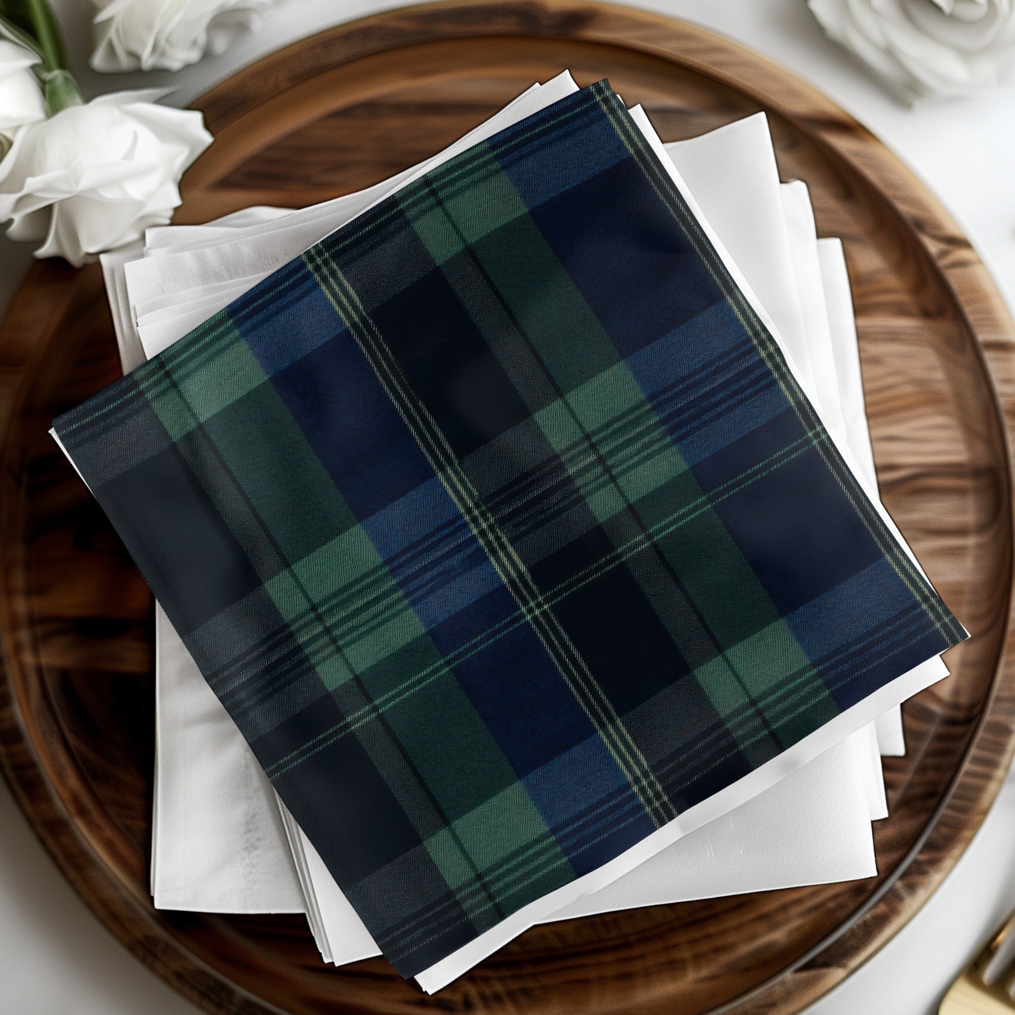 Elegant Seamless Navy Blue Tartan Fashionable Fabric - Moore and Mountain