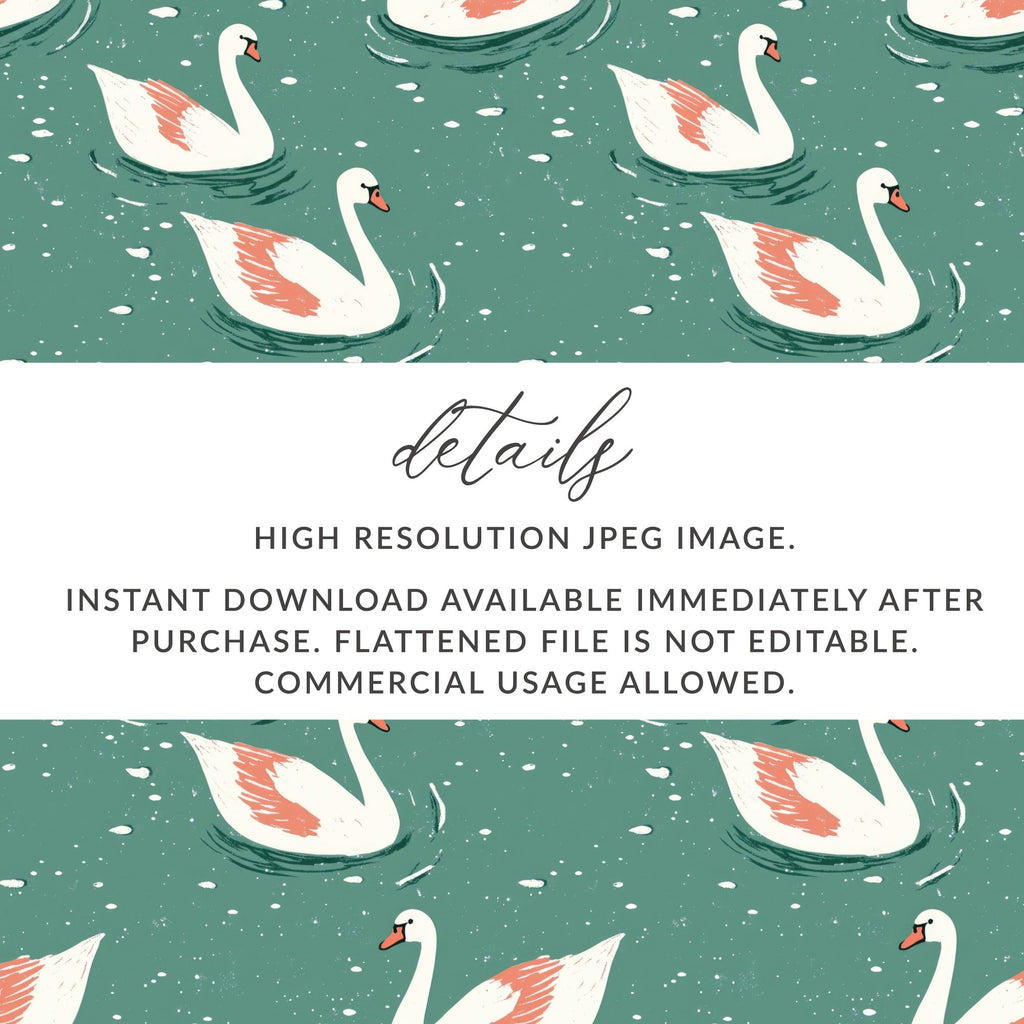 Elegant Swans Swimming on Teal Pond Repeating Pattern - Moore and Mountain