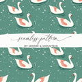 Elegant Swans Swimming on Teal Pond Repeating Pattern - Moore and Mountain