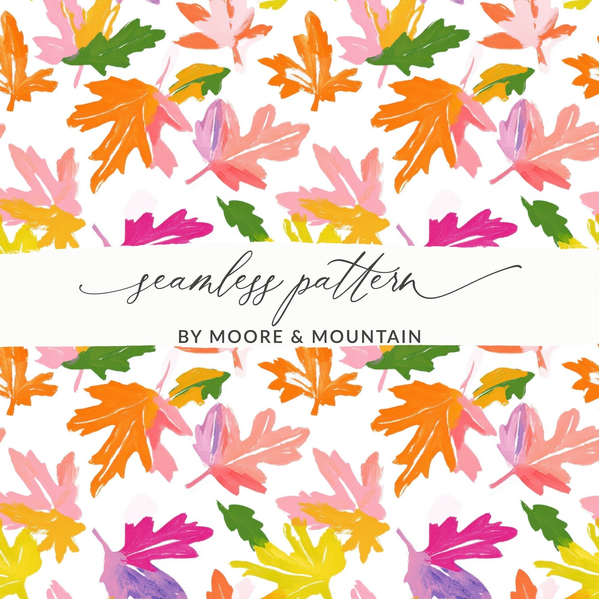 Fall Abstract Preppy Colorful Leaves Design On White Background Digital - Moore and Mountain